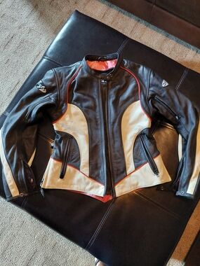 Joe Rocket Black Leather Motorcycle Jacket with White Panels